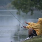 Fishing in the rain