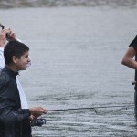 Fishing in the rain