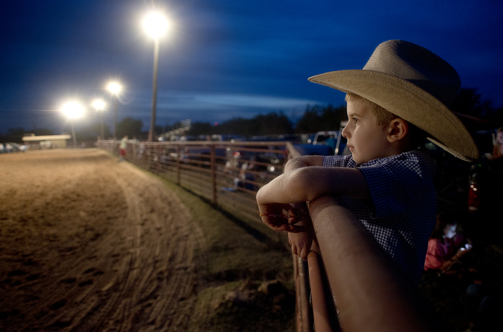 A young fan at the Clayman Rodeo in Georgetown, Texas.