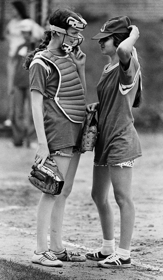 A girls' softball game, Shreveport, LA. 1975.