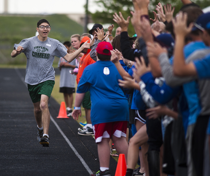 Near the end of his run.
