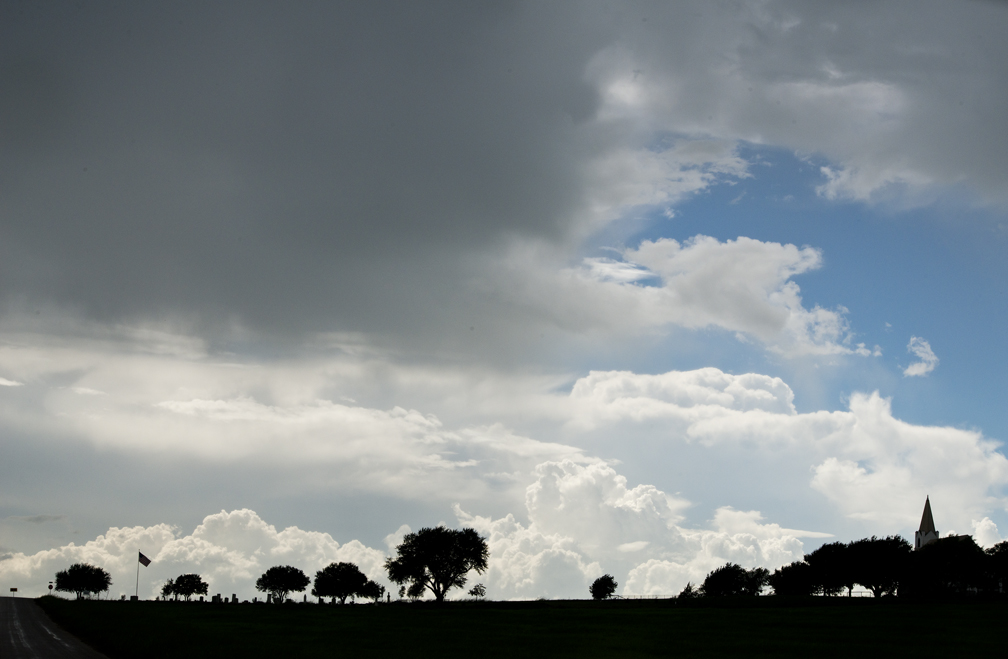 Storm clouds at Prince of Peace Lutheran Church, Wuthrich HIll