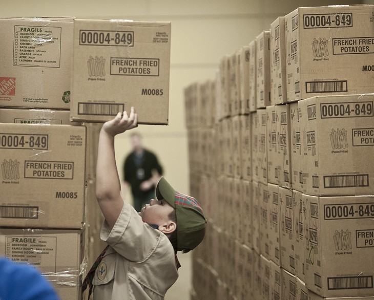 A Boy Scout volunteer at work.